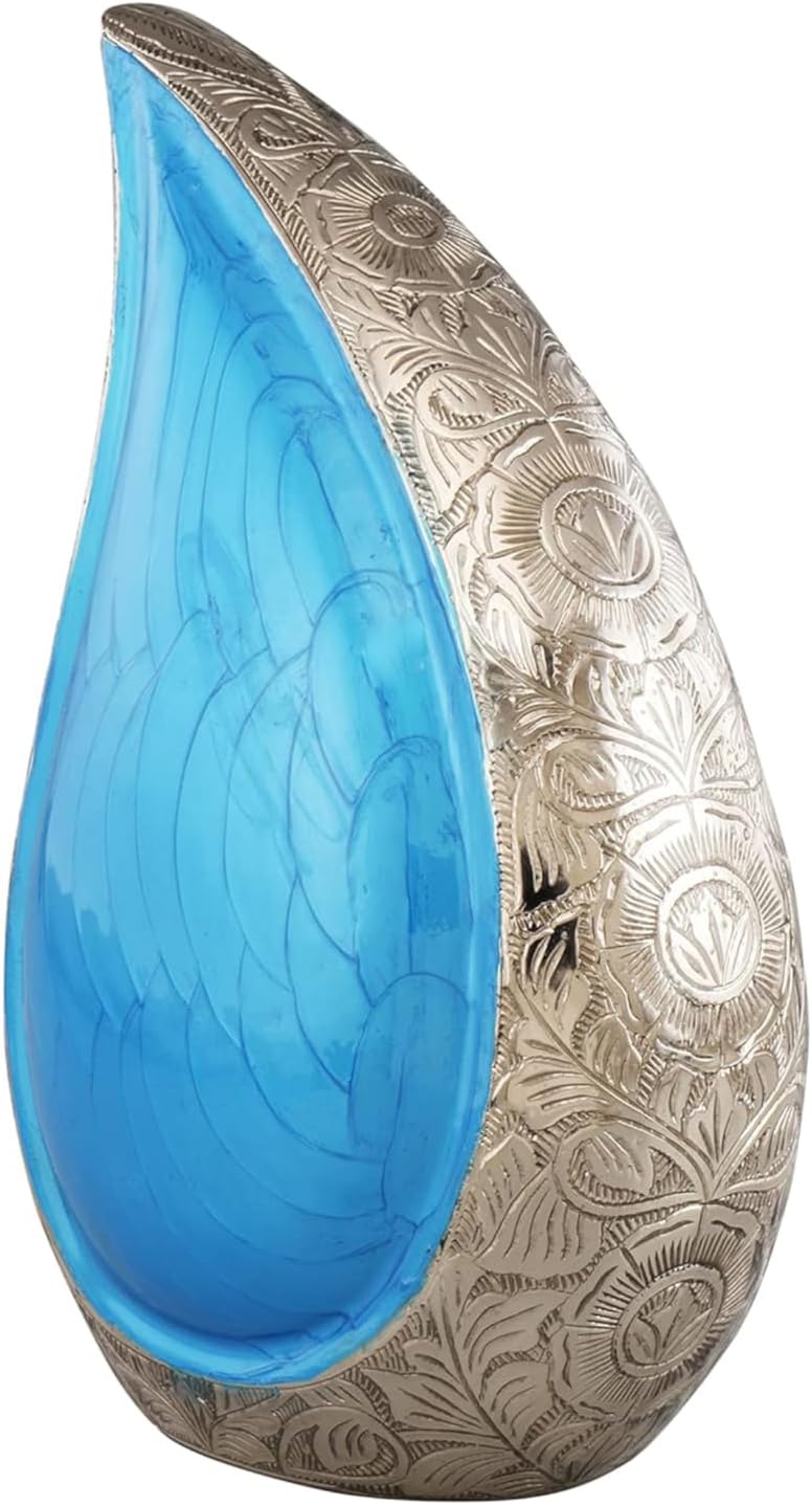 Cremation URN Modern Teardrop Cremation URN for Human Ashes Adult for Funeral, Burial, OR Home, URNS for Ashes, (Blue Customize)
