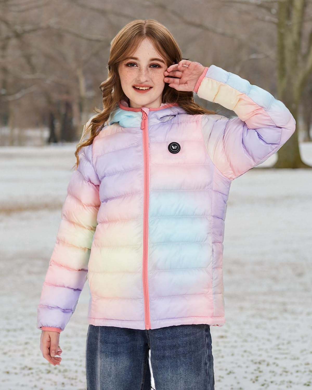 Venustas Kids Heated Jacket with Battery Pack, Girls Lightweight Electric Heated Coat