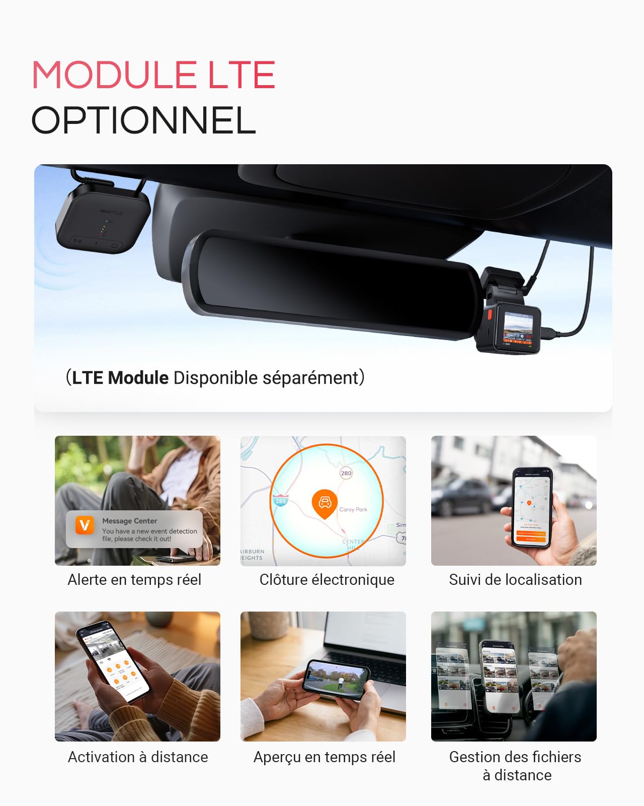 VANTRUE E1 Pro 4K HDR STARVIS 2 Dashcam Voiture Avant, Mini Caméra Embarquée Caché 5Ghz WiFi GPS avec CPL, Contrôle Vocale Français, 160°Mode Parking 15s Pré-Enregistrement, Vision Nocturne Max 1 to