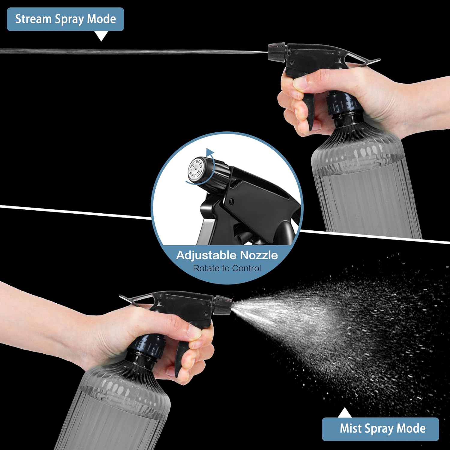 Spray Bottles, Empty Water Spray Bottles, Plastic Reble Adjustable Mist