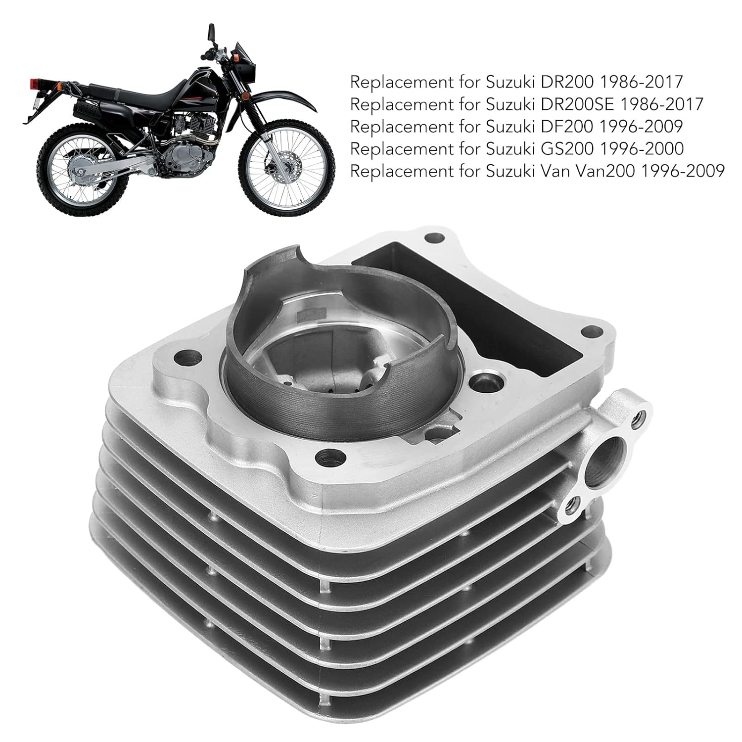 Cylinder Top End Kit Piston Ring Compatible, High Strength Smooth Driving Replacement for DR200 DR200SE