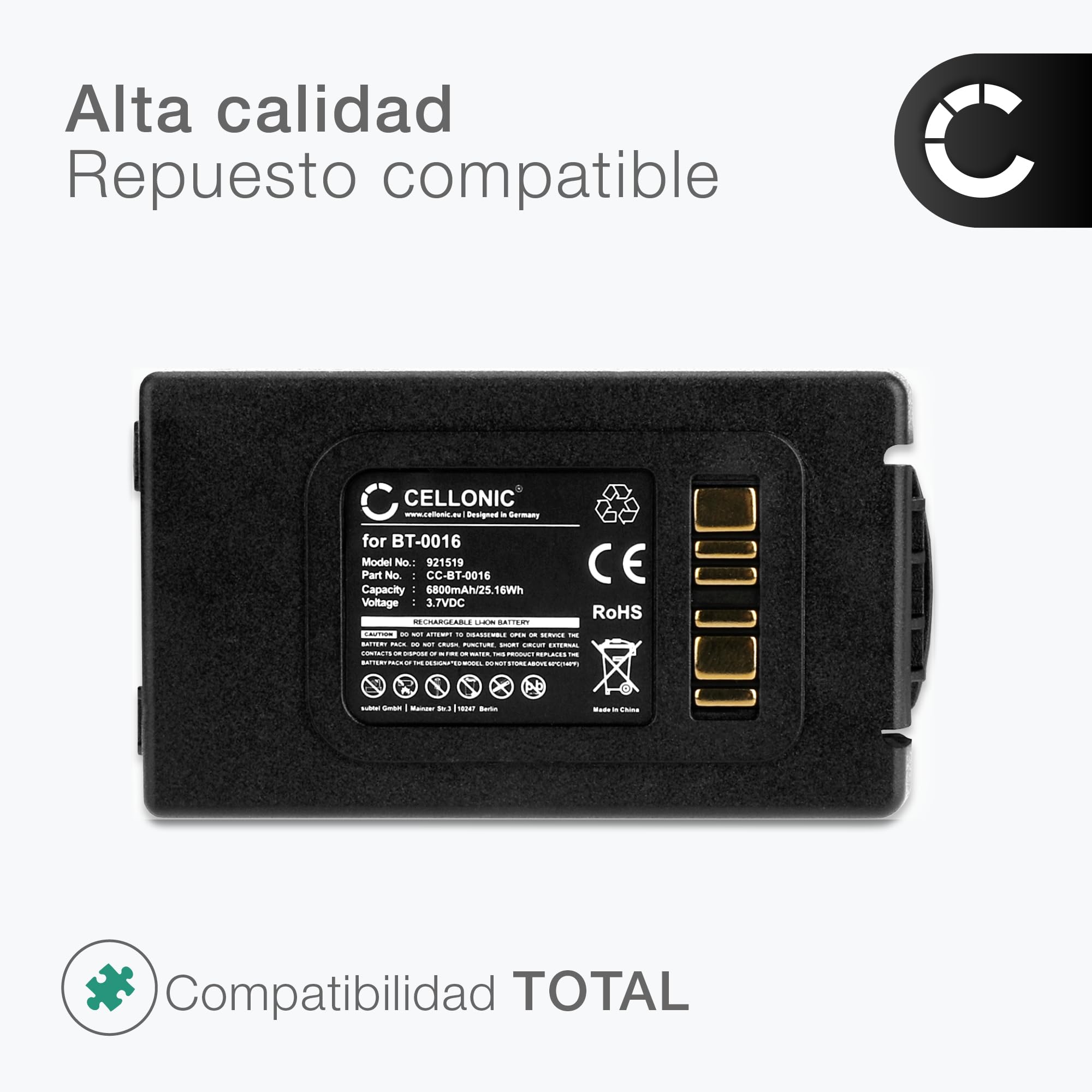 CELLONIC 1x Batería para Escáner códigos de Barras Compatible con Datalogic Skorpio X4, Skorpio X3, 94ACC0046 - (6800mAh, 3.7V)