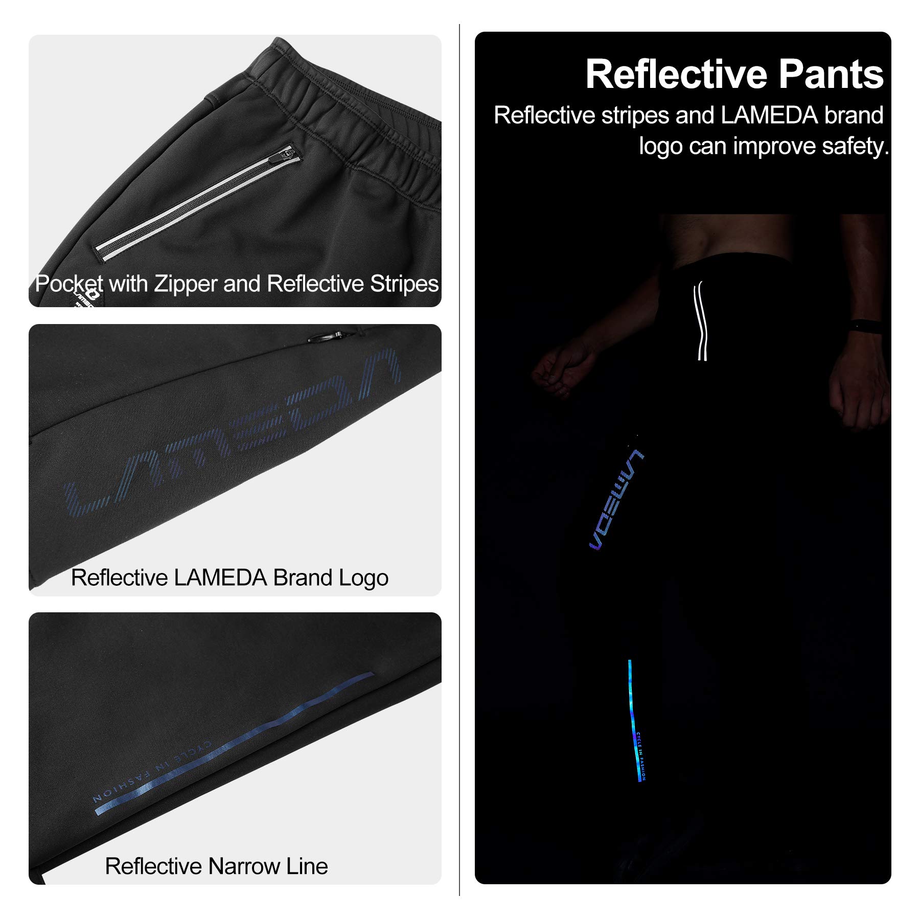 LAMEDA Pantalones Largos Hombre Invierno Pantalones Cortavientos Térmicos Elásticos con Forro Polar Pantalon Ciclismo Repele El Agua