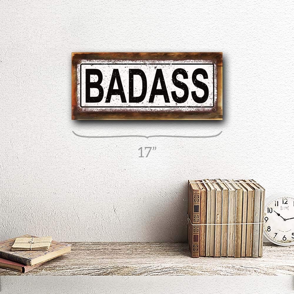 Framed Badass 6"x16" Metal Sign, Wall Décor for Kids Room and Nursery