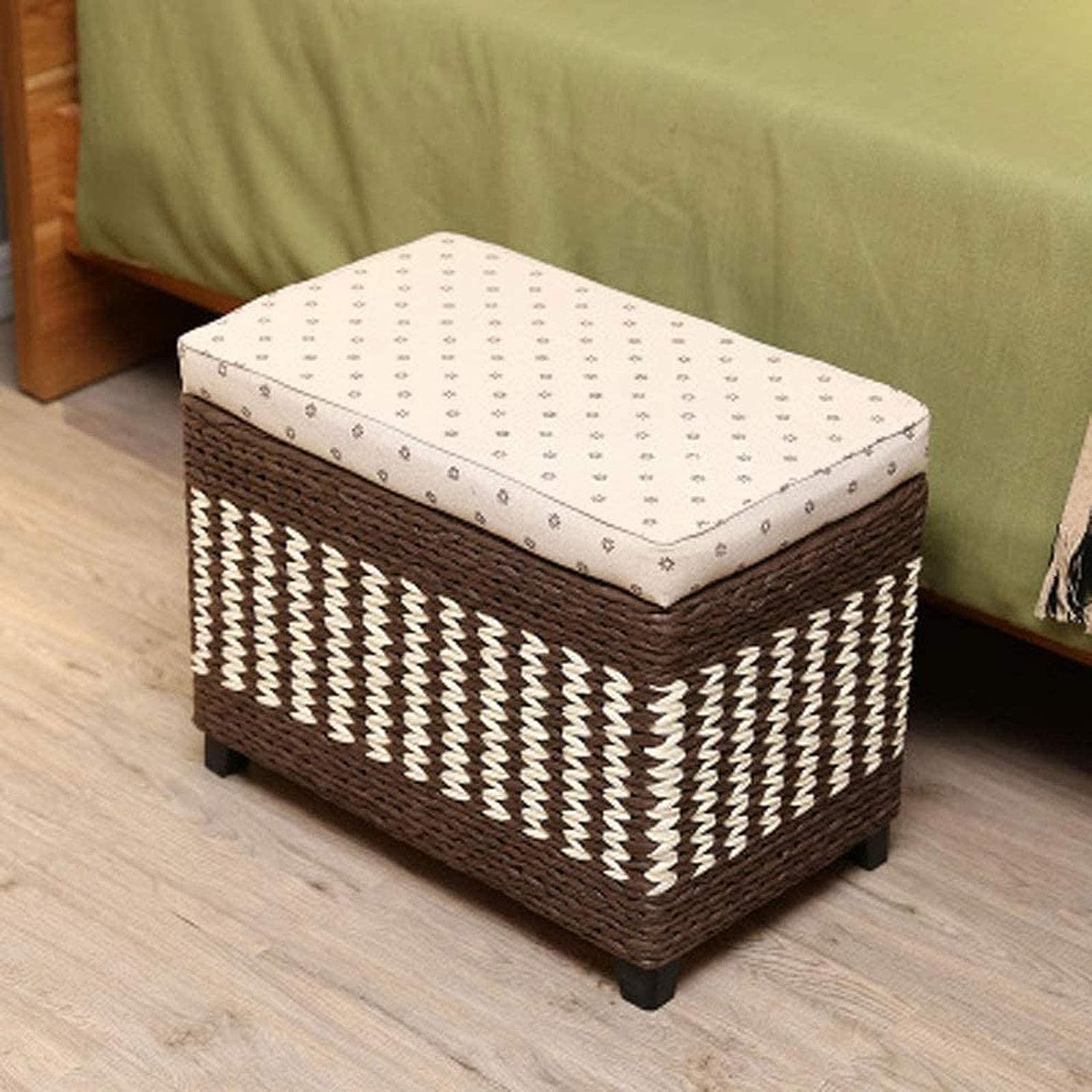 Pouf en rotin naturel tressé à la main, bout de canapé élégant de 50 cm