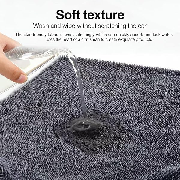 Lumeas Clean Serviette for Shower Car Detailing Kitchen and Window Cleaning Quick-Drying and Reusable Cleaning Towel (2, Gray, 40 * 40cm) - 2