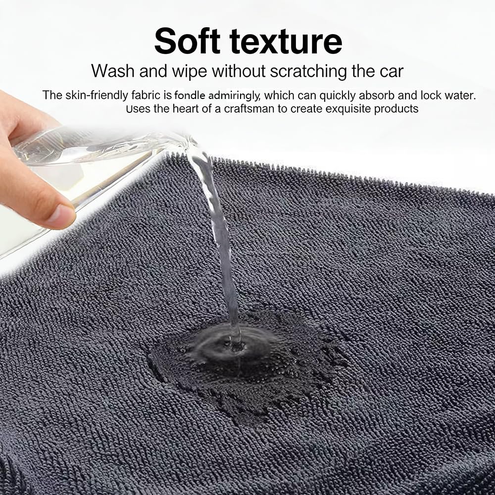 Lumeas Clean Serviette for Shower Car Detailing Kitchen and Window Cleaning Quick-Drying and Reusable Cleaning Towel (2, Gray, 40 * 40cm) — view 2