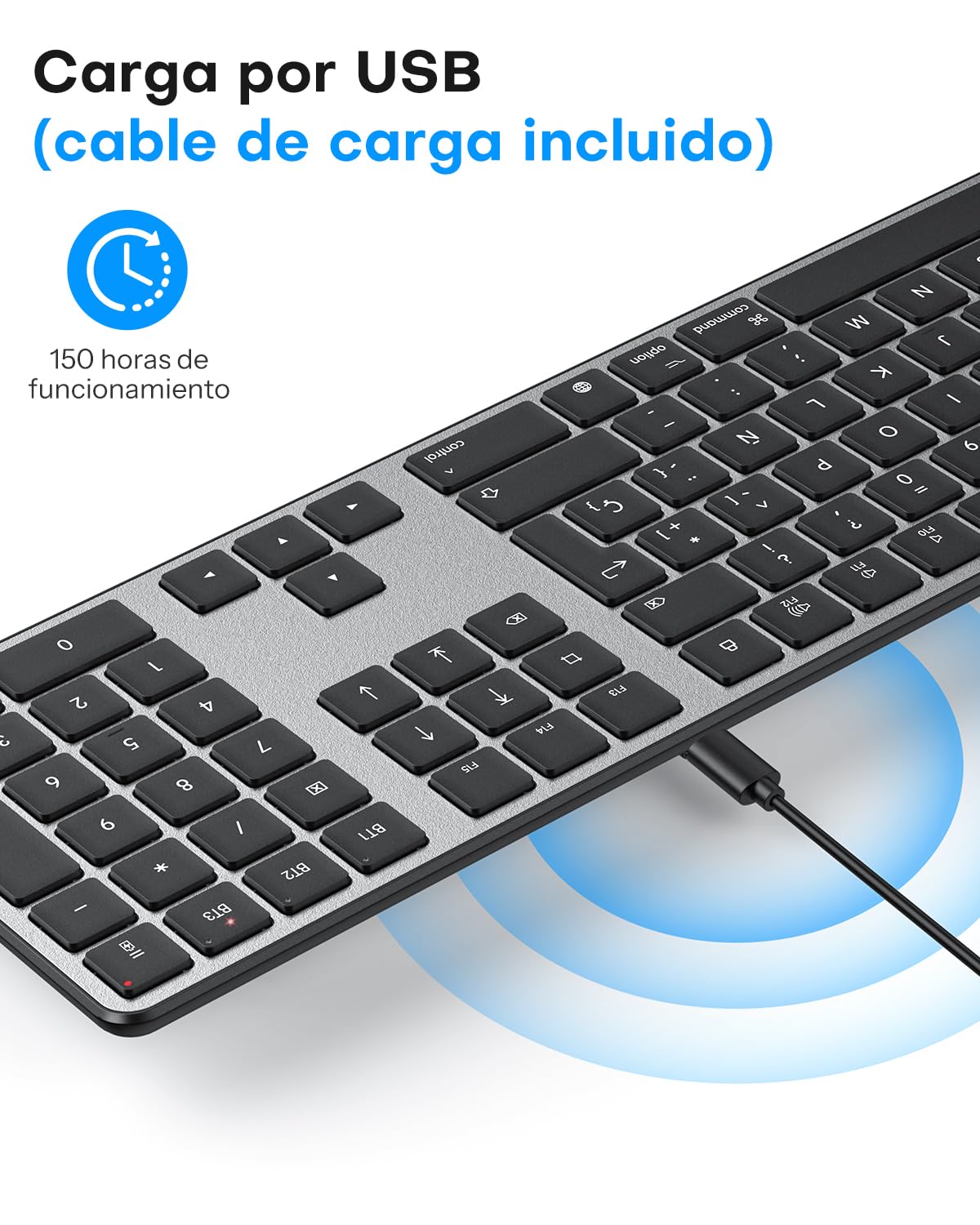 OMOTON inalámbrico Bluetooth Teclado y ratón para Mac (MacBook Air/MacBook Pro/iMac/iMac Pro),Teclado y ratón USB Recargables para Mac OS, con 3 Canales Bluetooth, Escritura silenciosa, Gris