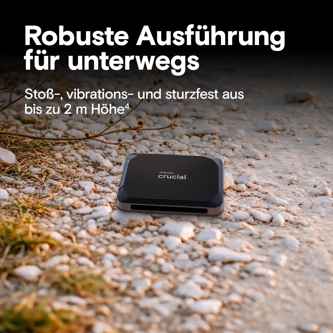 Crucial X9 1TB Externe SSD Festplatte, bis zu 1050MB/s, USB-C 3.2 Portable Solid State Drive