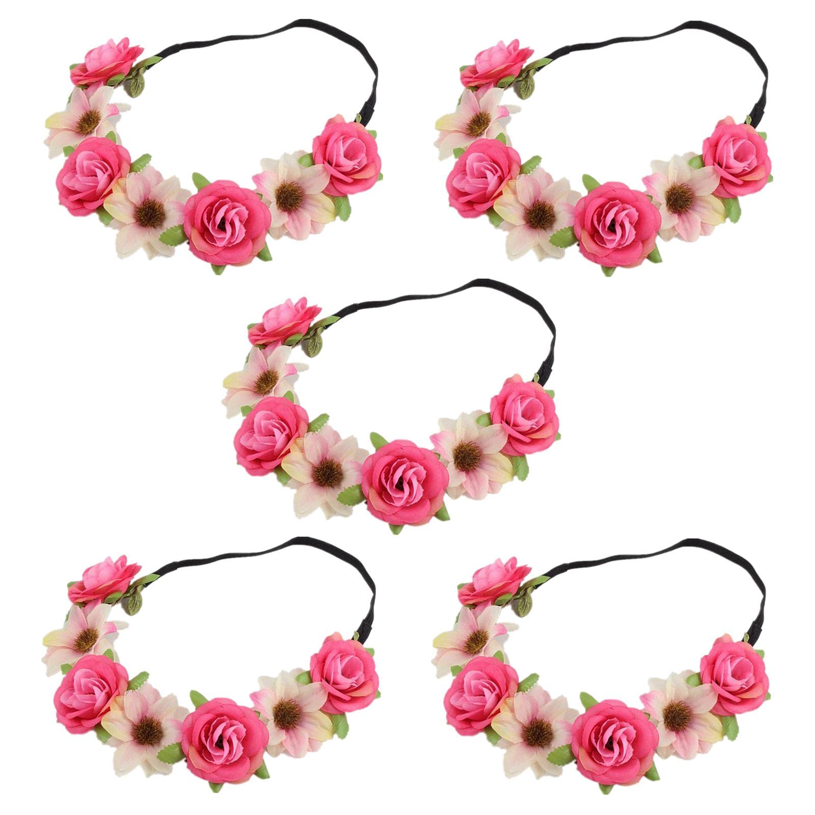 Enakshi® 5Pcs Headdress Flower Crown Bride Headband Wreath for Wedding Rose Red|Sporting Goods | Fishing | Clothing, Shoes & Accessories | Hats & Headwear-image-41