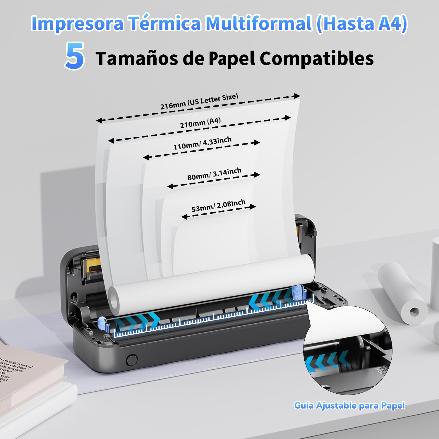 Phomemo M833 Impresora Termica Portatil A4, 300DPI Impresora Portatil Inalambrica Bluetooth para Coche, Oficina, Hogar, Impresora Móvil Sin Tinta,Compatible con Smartphones y Portátiles,Negro