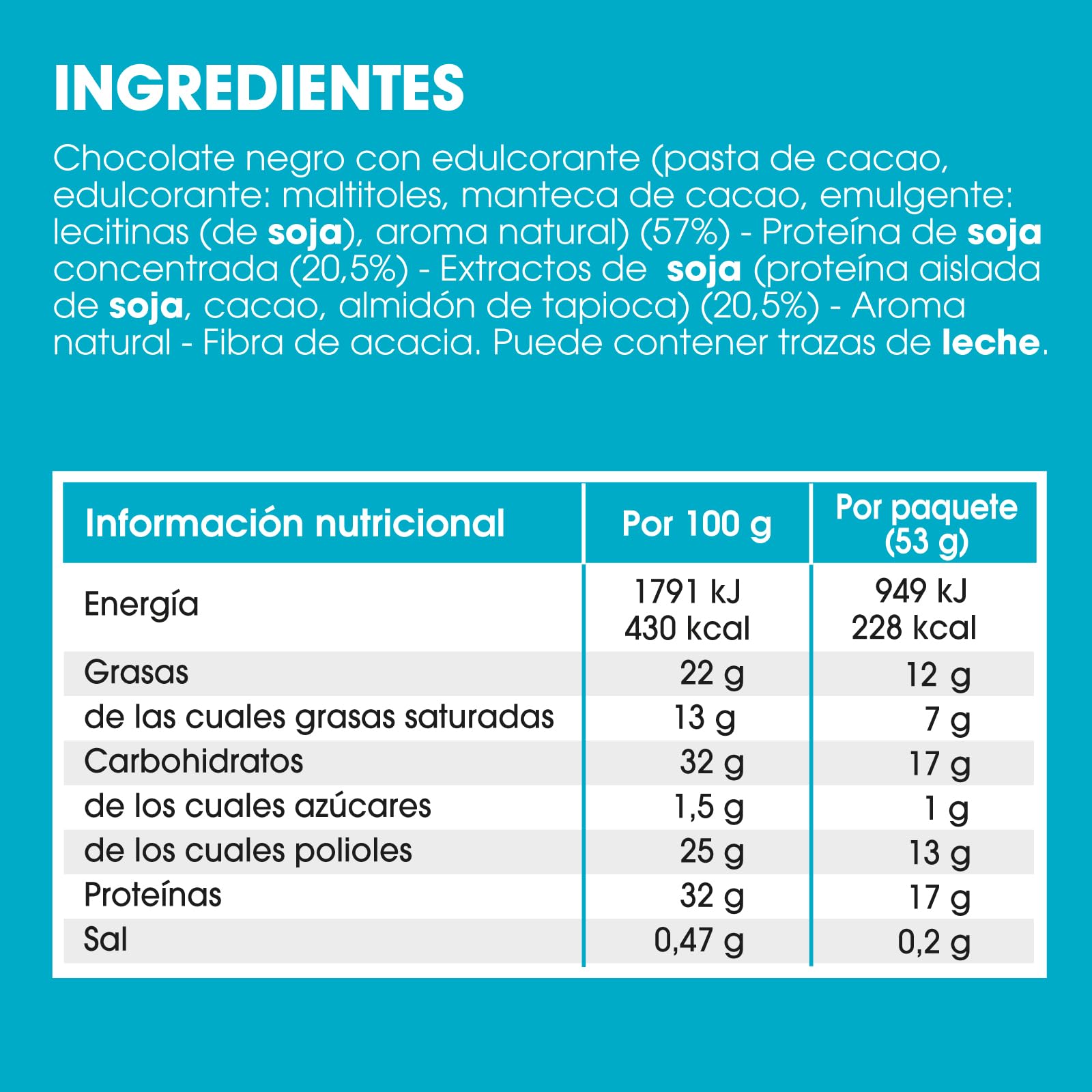 Enervit, Bocados de Proteína con Chocolate Negro y Pepitas de Soja, Porción Individual, 16 Gramos de Proteína para Mantener el Tono Muscular, Sin Gluten, Pack de 10 Minipaquetes de 53 Gramos.