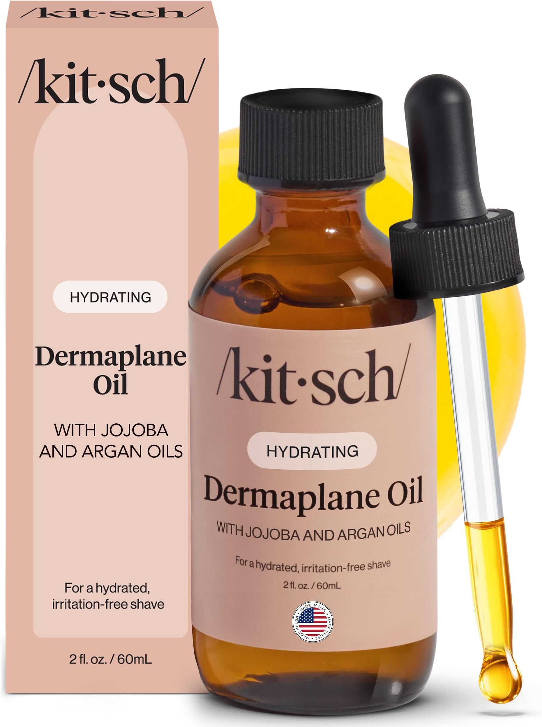 Kitsch Hydrating Dermaplane Oil, Face Shaving Oil for Women - use with Dermaplaning Tool, Razor, Shaver or Microblades for Face for Close Shave, with jojoba, vitamin E, grapeseed & argan oil - 2oz