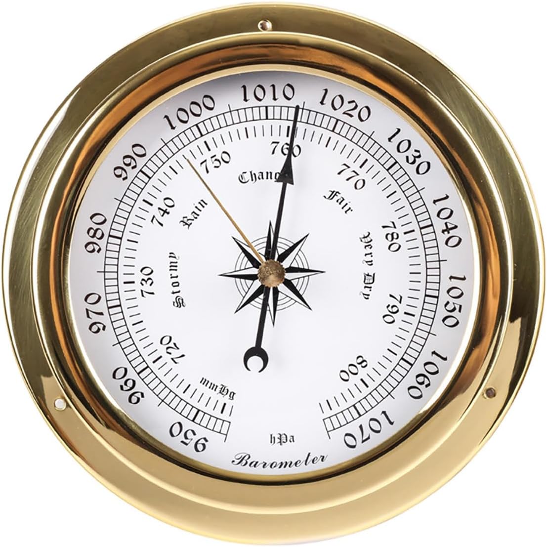 Analog Weather Station,4pcs Wall Mounted Thermometer Hygrometer Barometer Clock,Weather Barometer for Indoor Outdoor,Barometric Pressure Gauge for Wall,Fishing Boat,Baby Room,Office