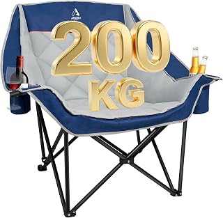 ARURU Oversized XL Camping Chair for Adults Heavy Duty | 450LBS Support Padded Folding Lawn Chairs with Side Pocket Cup Holder Cooling Bag for Outdoor Sports Garden Beach Fishing