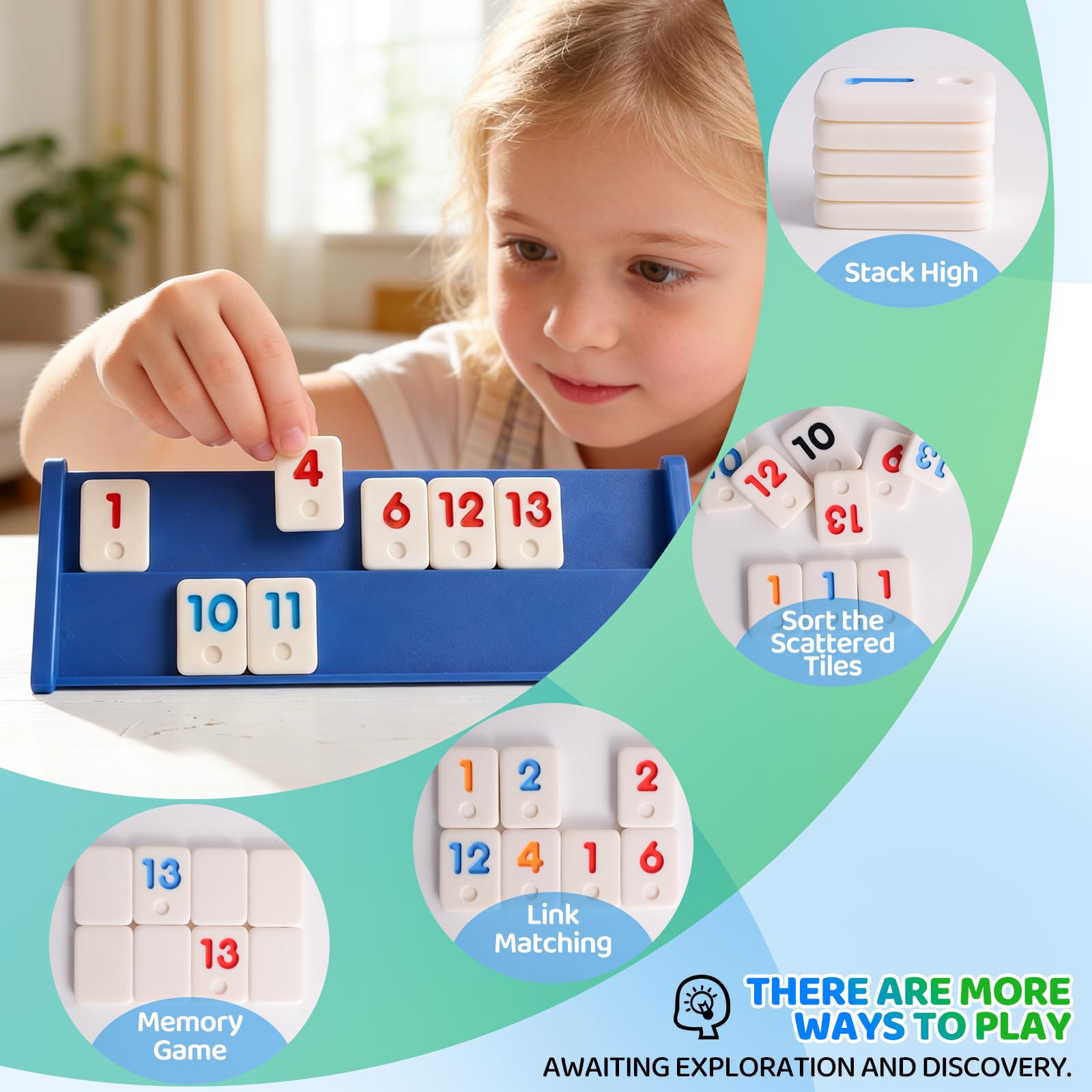 Mini Rummy - Juego de mesa para 2-6 jugadores, juego de viaje con 160 piedras y 6 soportes de juego, juego de viaje para adultos y familia, incluye caja de almacenamiento y bolsa para guardar las