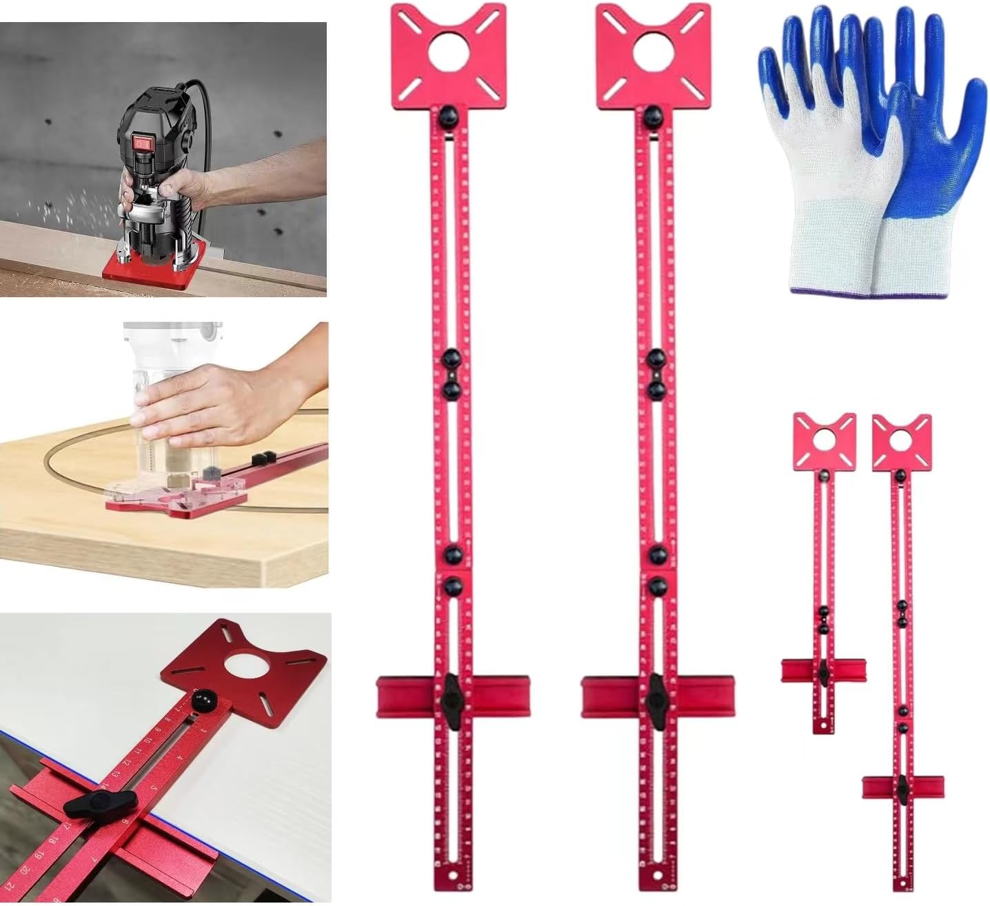 4 in 1 Router Milling Groove Bracket Advantages, 2025 New Cabinet Hardware Jig, Milling Flip Board, Cabinet Hardware Doweling Template Jig,Router Circle Cutting Jig,2pcs(extended version)