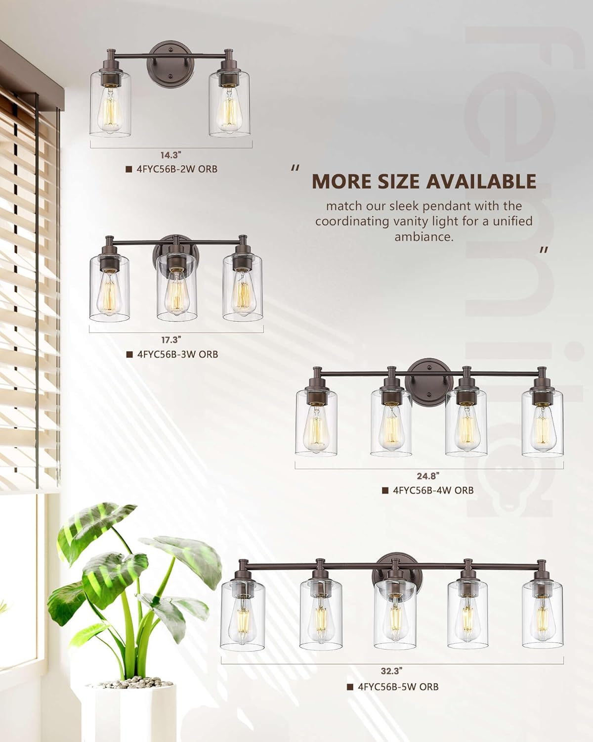 FEMILA 32" Bathroom Light Fixtures, Oil Rubbed Bronze Vanity Light, 5 Light Bathroom Lights Over Mirror, 4FYC56B-5W ORB