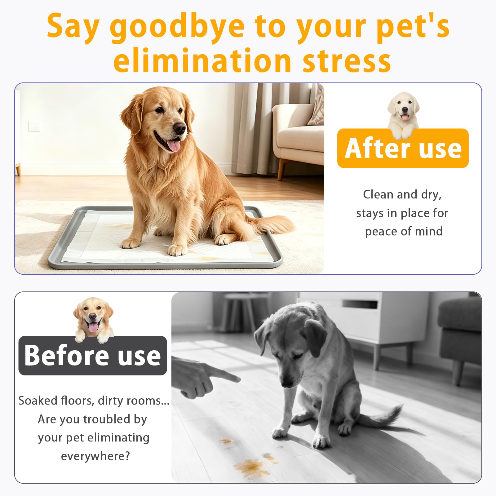 Support de tapis pipi pour chien, plateau en silicone, fixation | Pliable, réutilisable, lavable, antidérapant, imperméable, bord surélevé anti-fuite, protection du sol intérieur