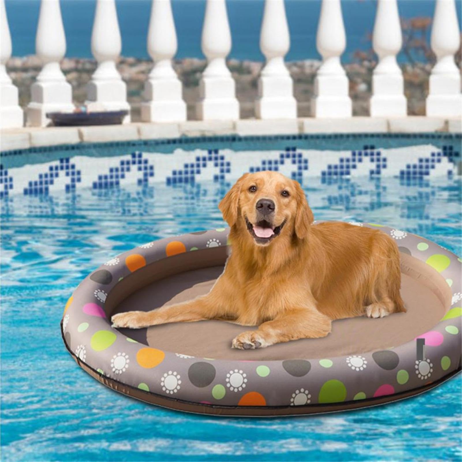 Hamac Piscine pour animaux de compagnie – Lit flottant gonflable pour chien – Chaise longue confortable | Design moderne durable et portable Accessoire de piscine d'été en plein air pour animaux de