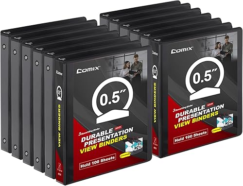 Miniatura 11 de COMIX Carpeta resistente de 3 anillos de 1 pulgada con cubierta transparente, carpeta de anillos redondos de 1 pulgada, sin PVC, capacidad de 200