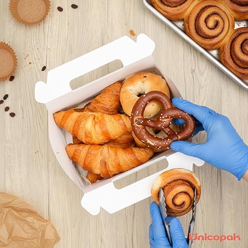 Miniatura 3 de UnicoPak 30 cajas grandes de 9 x 6 x 6 pulgadas, cajas de regalo blancas con asas, cajas de panadería, cajas de regalo, cajas de papel para llevar,