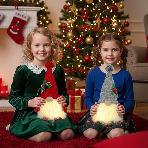 Miniatura 7 de HORLIMER 2 gnomos de Navidad iluminados de 11.8 pulgadas, gnomos de Papá Noel suecos iluminados para decoración de Navidad