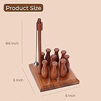 Vista 7 de Ajuny Juego de mini bolos hecho a mano, barra de madera para adultos y niños, juguetes de escritorio portátiles para oficina en casa, juego de 1