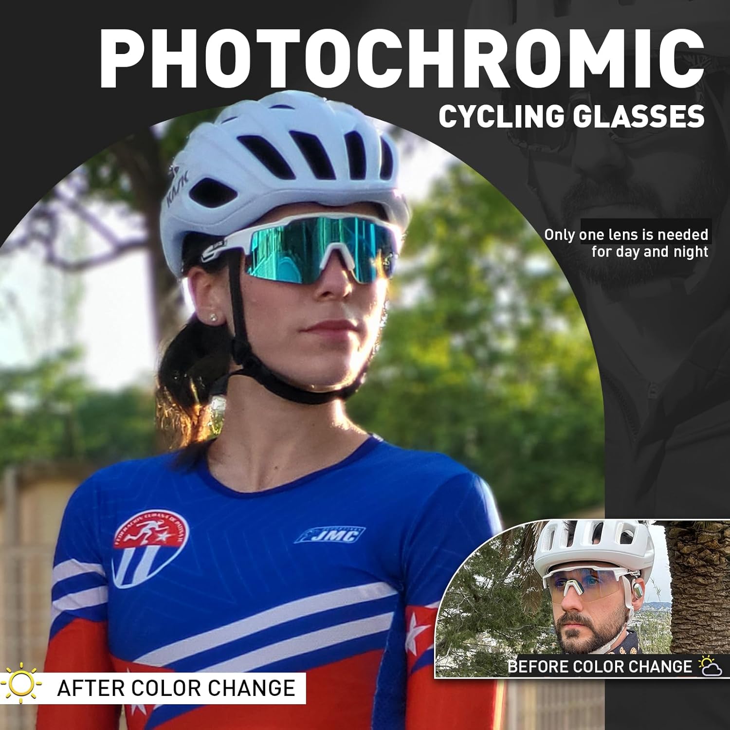 KAPVOE Photochromic Cycling Glasses Mountain Bike Sunglasses Clear MTB Bicycle Riding Baseball Running Golf for Men Women K75 - Image 2