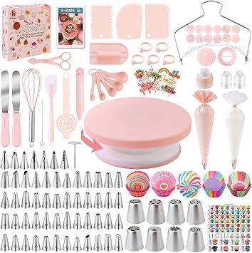 Nifogo Cake Decorating Supplies Kit Tools 356pcs, Baking Accessories with Cake Turntable, Pastry Piping Bag, Piping Icing Tips for Beginners