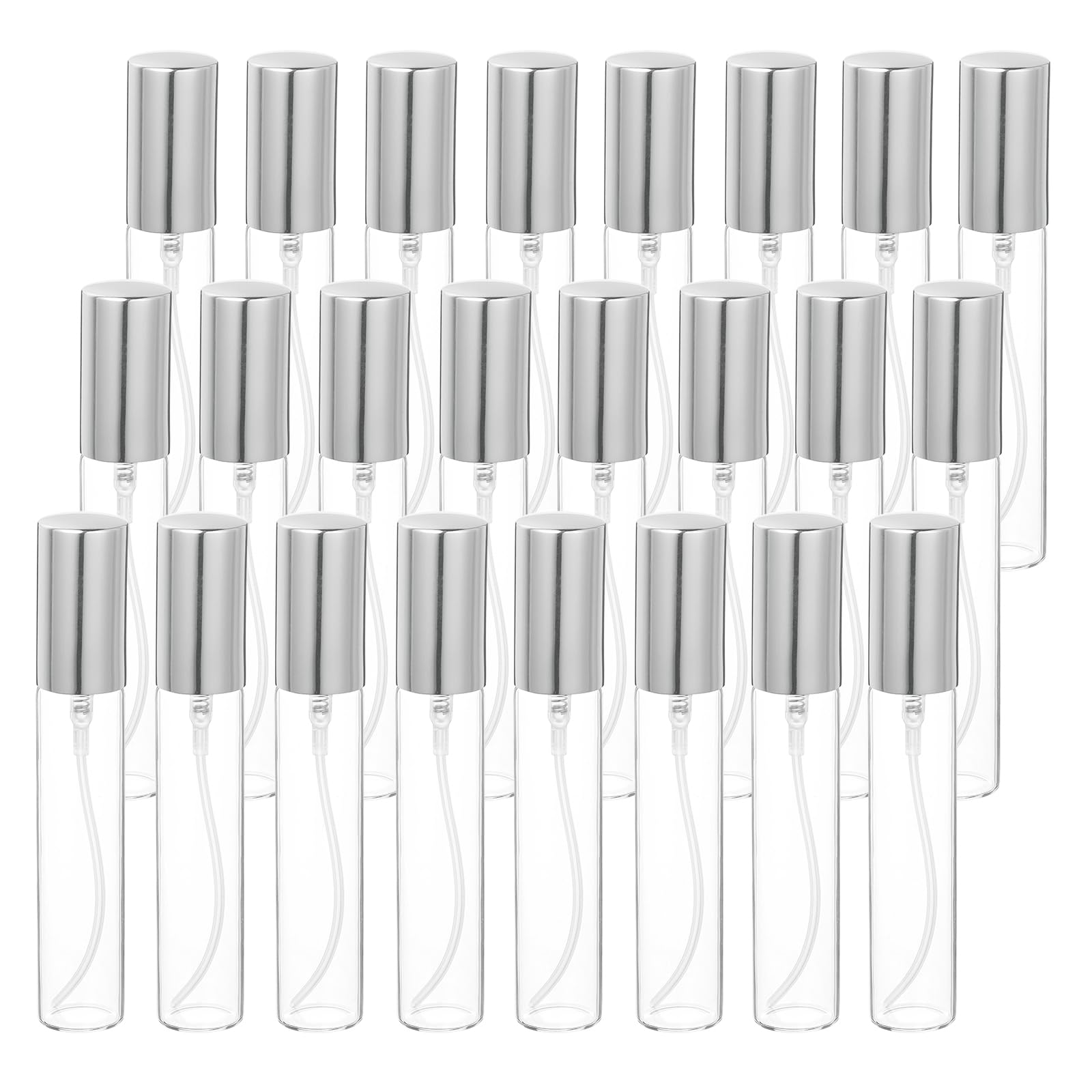 Mini flacon de parfum vide en verre de 10 ml avec buse argentée lot de 25