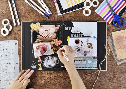 Miniatura 5 de Álbum de fotos, álbum de recortes, cubierta de lino AIOR de 11 x 8.3 pulgadas, 60 páginas de recortes, álbum de recortes de bricolaje para 3 x 5, 4