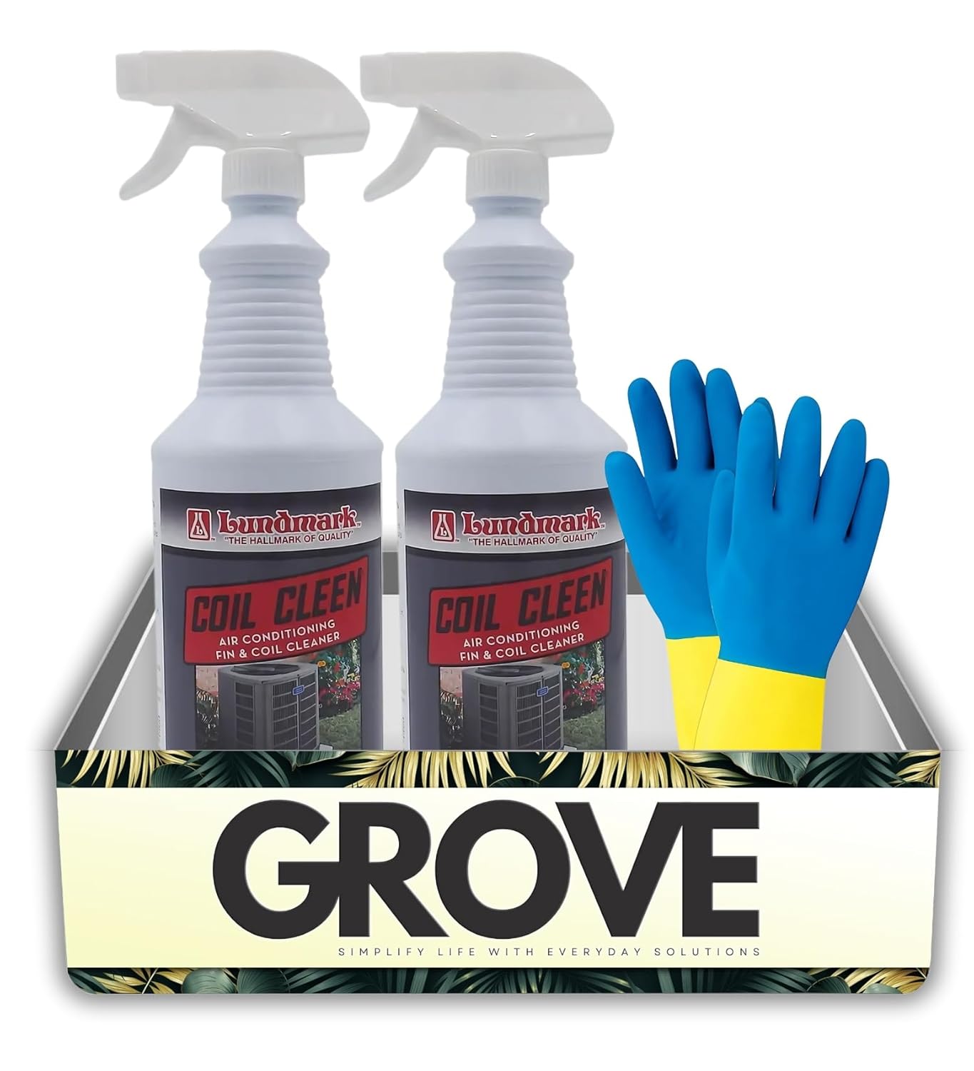 2x Lundmark Coil Cleen Air Conditioner Fin Cleaner 32 oz Bundle with Cleaning Gloves – Air Conditioner Cleaner Spray – Cleans AC Fins, Removes Dirt and Grime – Gift Set (3 Items)