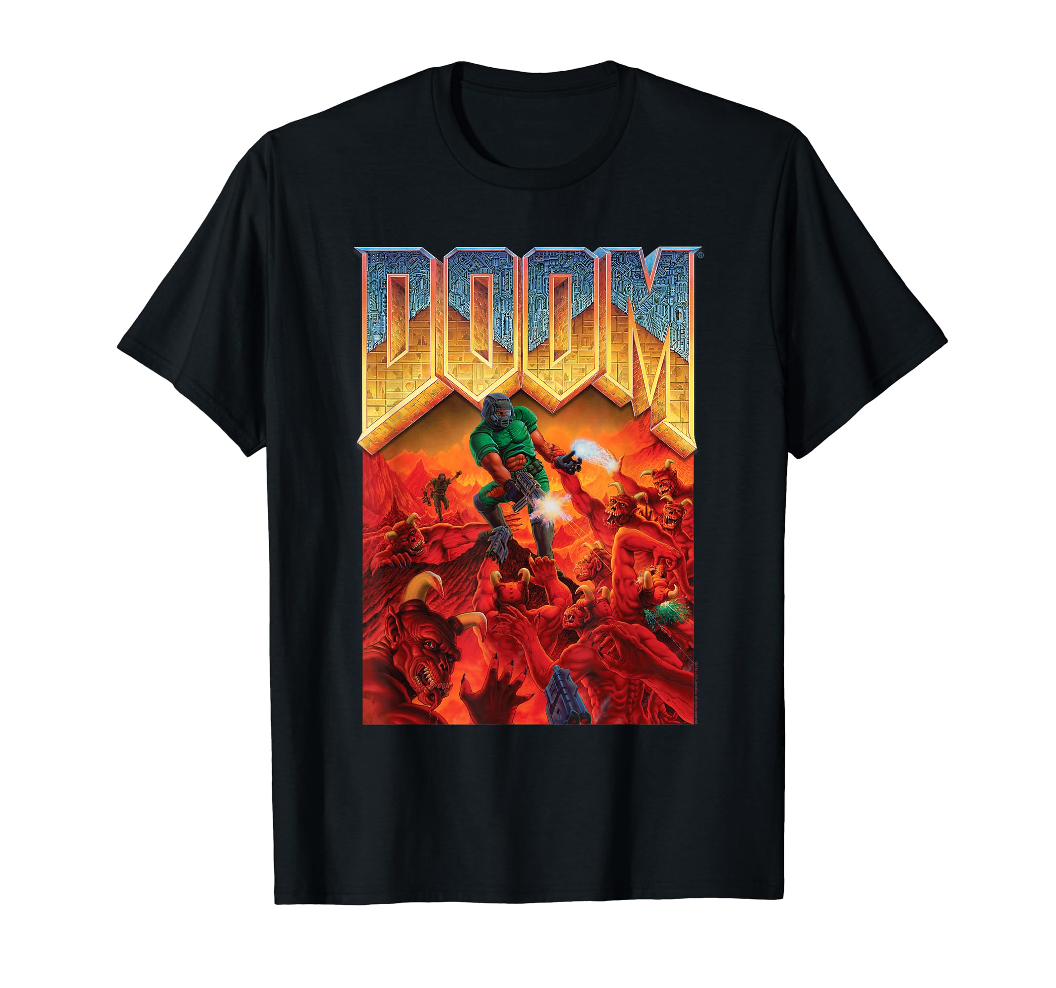 Amazon | DOOM 1993 Full Color Cover Art Retro Video Game Tシャツ 