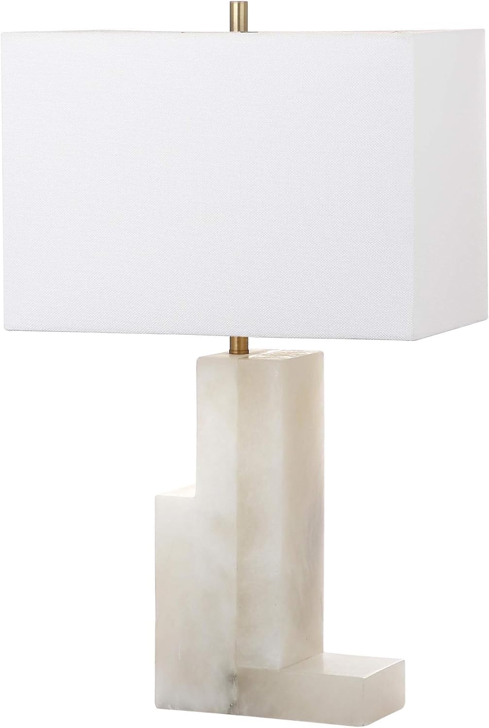 SAFAVIEH Lighting Collection Cora Modern Glam Alabaster White 28-inch Bedroom Living Room Home Office Desk Nightstand Table Lamp (LED Bulb Included)