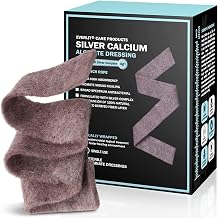 EVERLIT AG Silver Calcium Alginate Wound Dressing | Absorbent Non-Stick Sterile Dressing Pad | Gentle Hemostatic Gauze with Natural Gelling Fiber for Wound Care 0.8" x 12" | Pack of 5