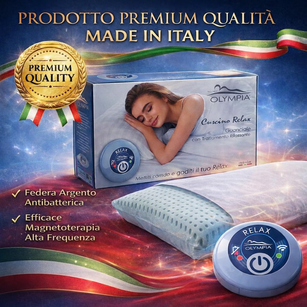 OLYMPIA Cuscino Relax MediaWorld Dispositivo Sanitario Magnetoterapia Alta Frequenza Cuscino Terapeutico Testa Cervicale Collo Terapia Antinfiammatoria Rilassante Federa Argento Antibatterica