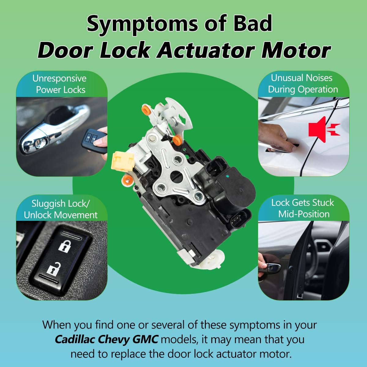 Door Lock Actuator Motor 931-318 Front Left Driver Side Door Latch Assembly Compatible with 2000-2007 Chevy Avalache Silverado Suburban Tahoe GMC Sierra Yukon Cadillac Escalade