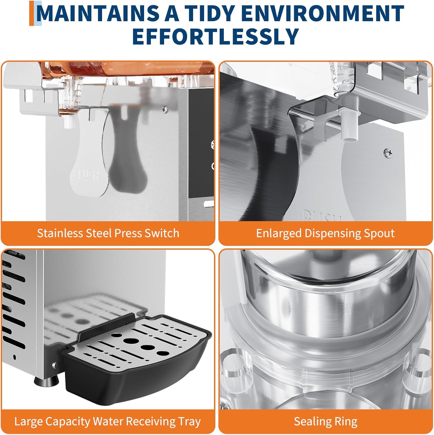 Commercial Beverage Dispenser, 4.76 Gallon/18L Juice Dispensers with 1 Tank, 150W Stainless Steel Ice Tea Dispensers with Thermostat Control, Stirring Cold Drinks, for Cafe Restaurant Bar Party - Image 5