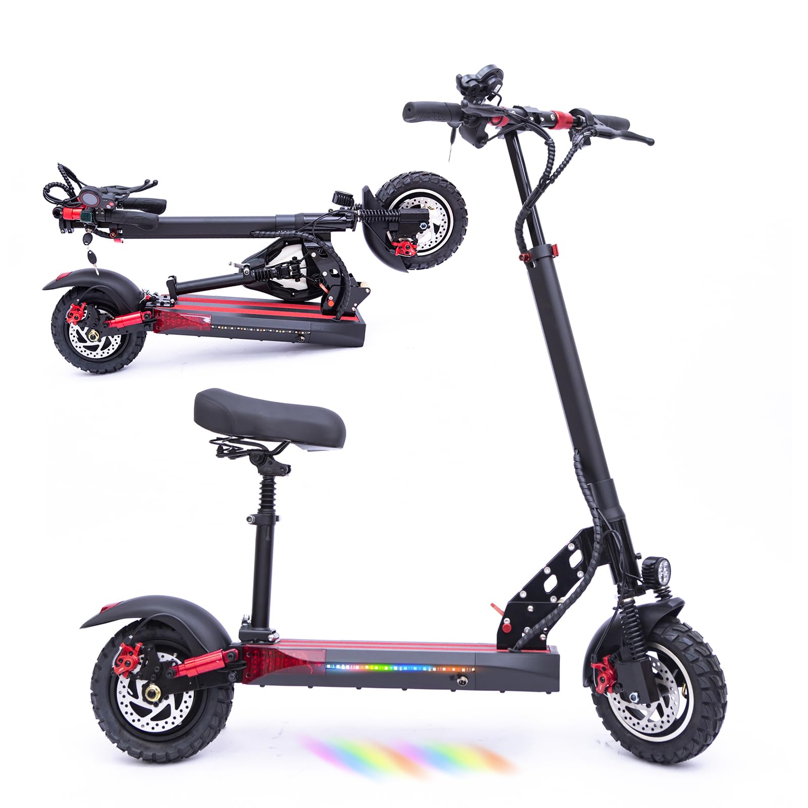 10“ Monopattino Elettrico Adulto, Doppia Sospensione Pieghevole Monopattino Elettrico Max 25 KM/H, Freno sistema di frenata scooter elettrico di, Freni Cicalino