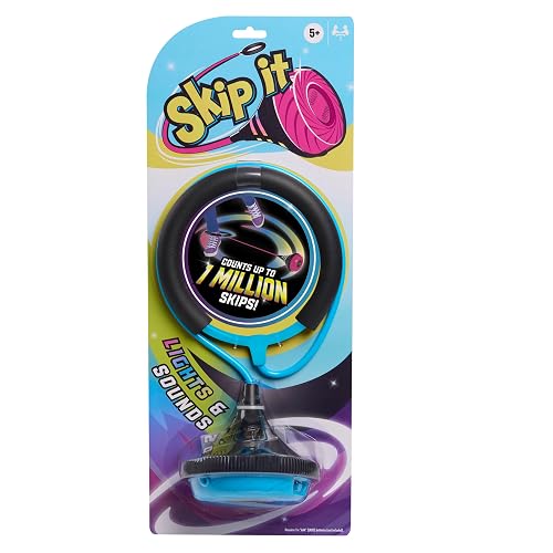 Skip It Retro Outdoor Toy, Light Up Ball and Digital Counter, Blue, Soft Foam Padded Ankle Ring, 31-inch Long, Screen Free Play, Toys for Kids Ages 5 Up