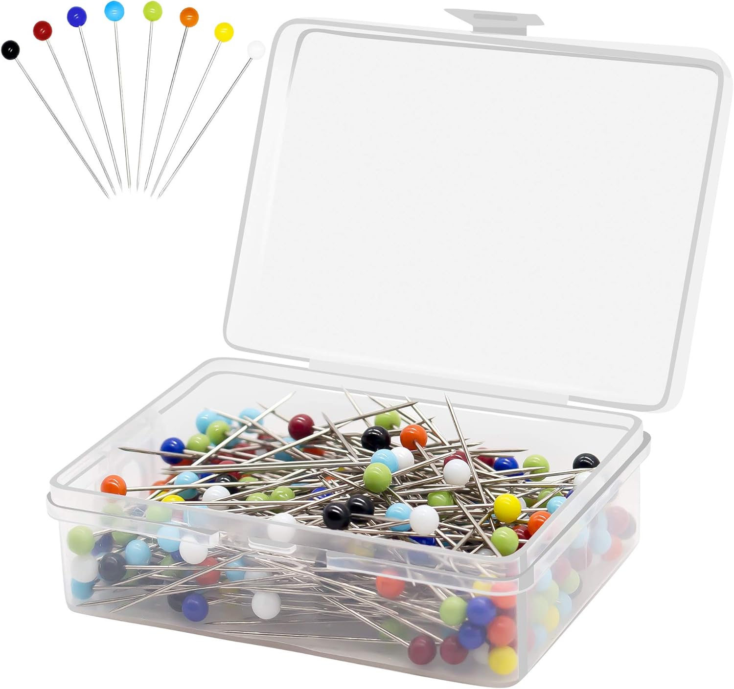 Sewing pins 250pcs Colored Glass Ball Head Heat Resistant Straight pins 1.5 inch Quilting pins