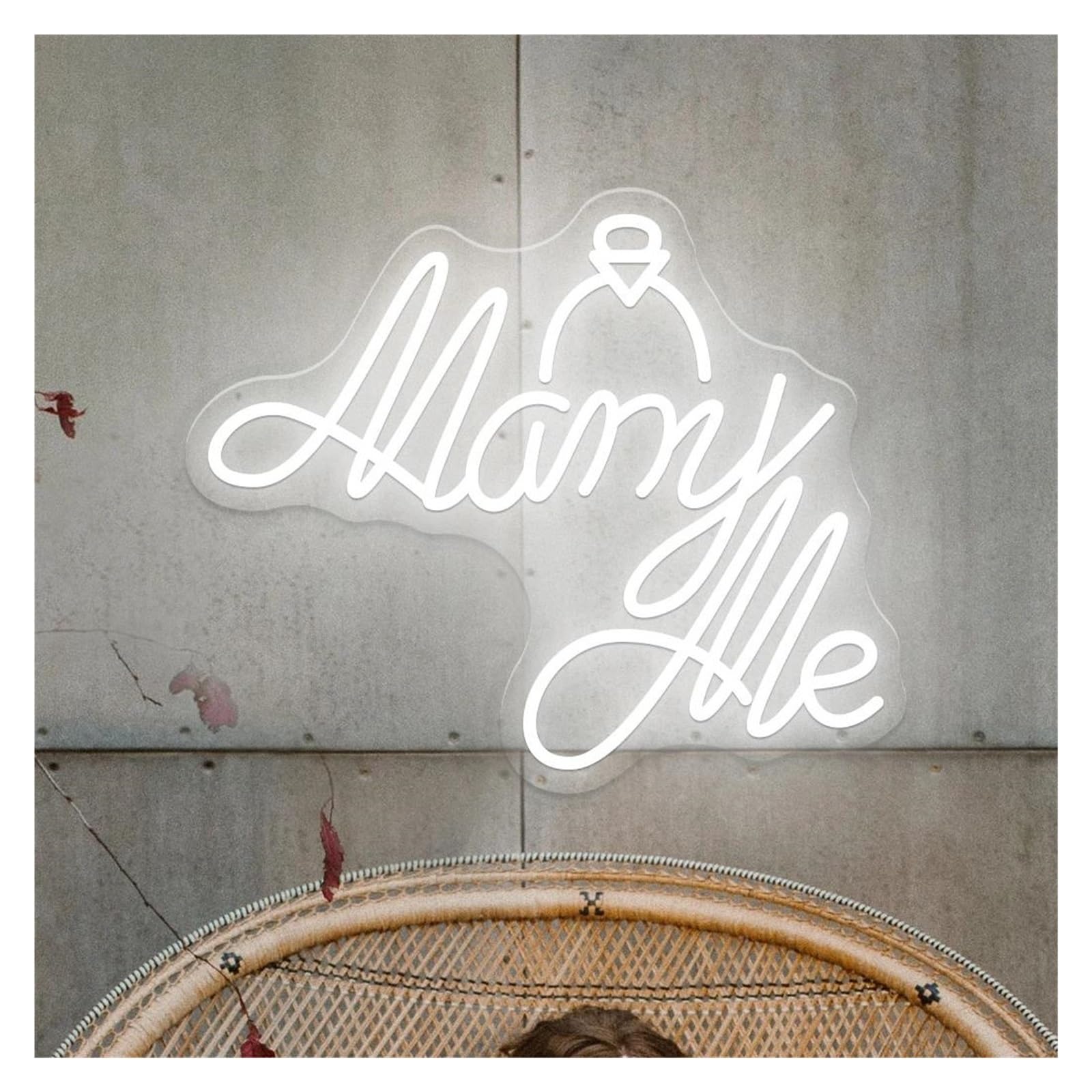 Xenite Style 3 Hanging Art Neon Signs Marry Me Neon Sign Ring Led Light Dimmable For Engagement Party Marriage Proposal Wedding Grass Wall Backdrop Decor 40Cmx34cm