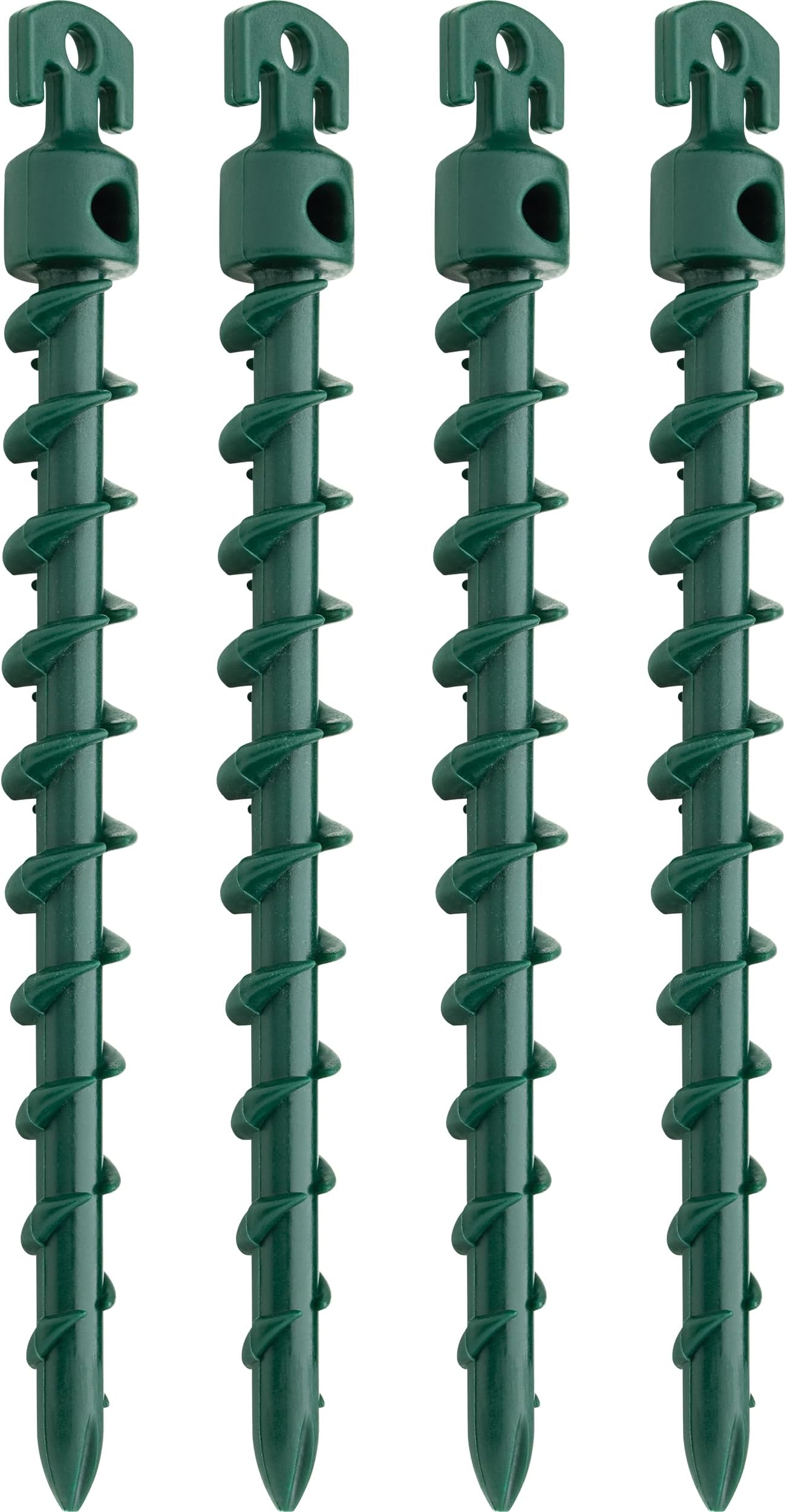 (4-Pack) Vortex 7-1/2" Ground Anchors, Screw-in Anchor for Yard, Tents, Tarps, 70 lb Pull Force, Green ANCBPS7-HSG-L
