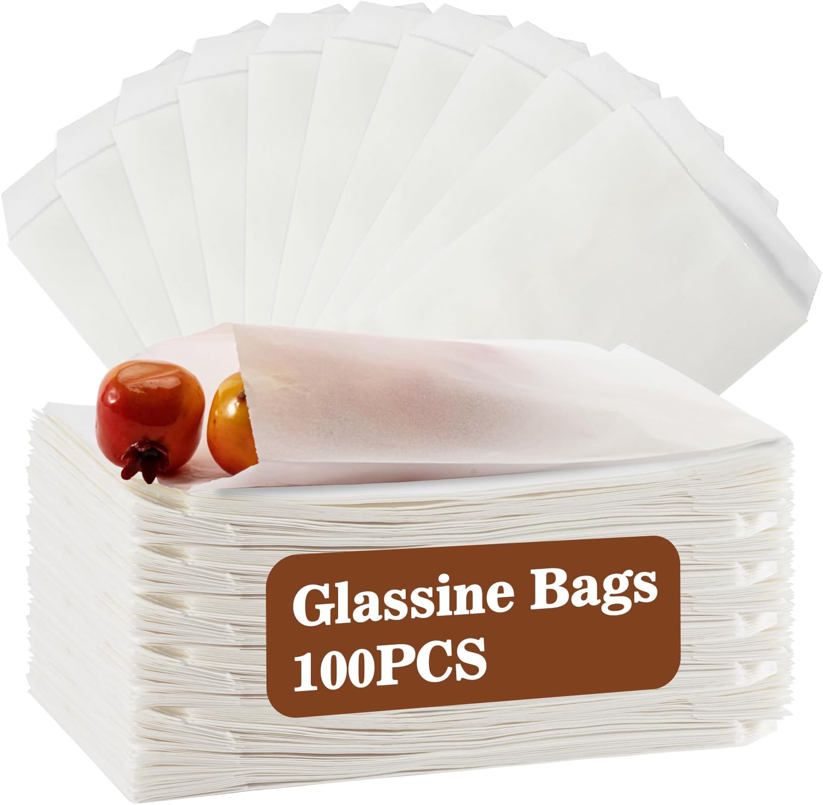 MAQIHAN 100 Glassine Wax Papper Bags - Glassine Envelopes Wax Paper Sandwich Food French Fry Bags Individual Cookie Sleeves Cake Slices Soap Bars Packaging Treat Bags Desserts Baked Goods Wrappers Bag