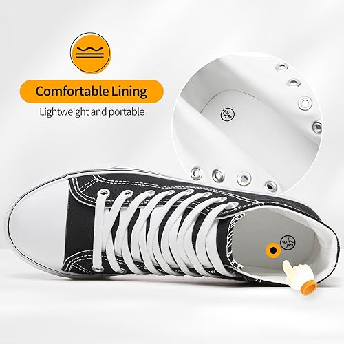 Miniatura 5 de ZGR Zapatillas de lona con cordones para mujer, con parte superior alta, zapatillas casuales para tenis y caminar