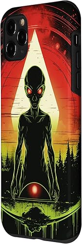 Miniatura 23 de iPhone 14 Pro Max Cute Green Alien Head UFO Space Face Alien Case