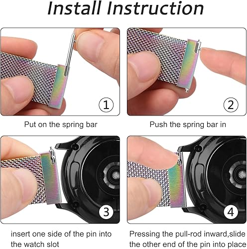 Miniatura 4 de Amzpas Correa de reloj de metal de liberación rápida de 0.787 in 0.866 in, correa de reloj de acero inoxidable, correa de repuesto magnética de