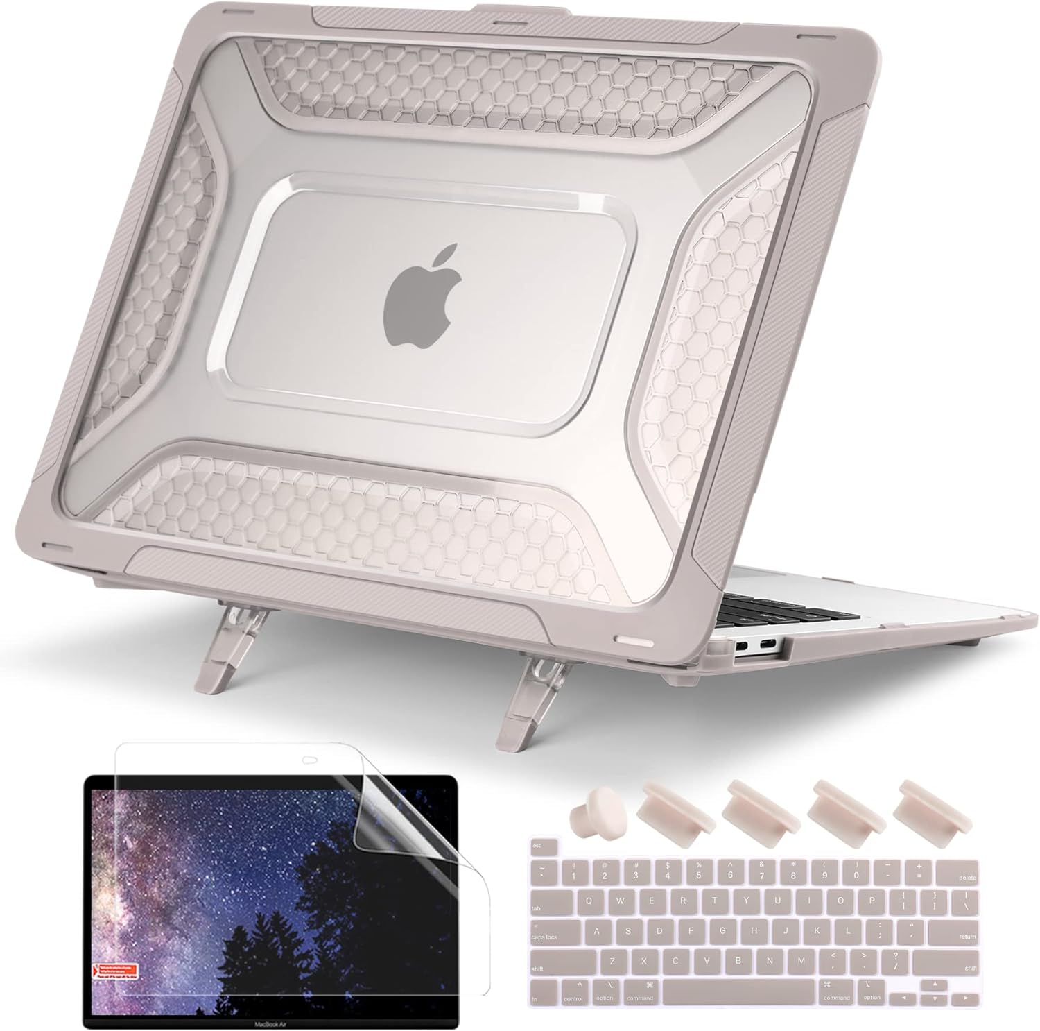 Batianda Extreme Heavy Duty Case for MacBook Pro 13 inch 2022 M2 2020 A2338 A2251 A2289 Model - Anti-Slip Rubberized Stand (Holds 25lbs) & Honeycomb Exoskeleton - Max Cooling & Stability - Navy Blue