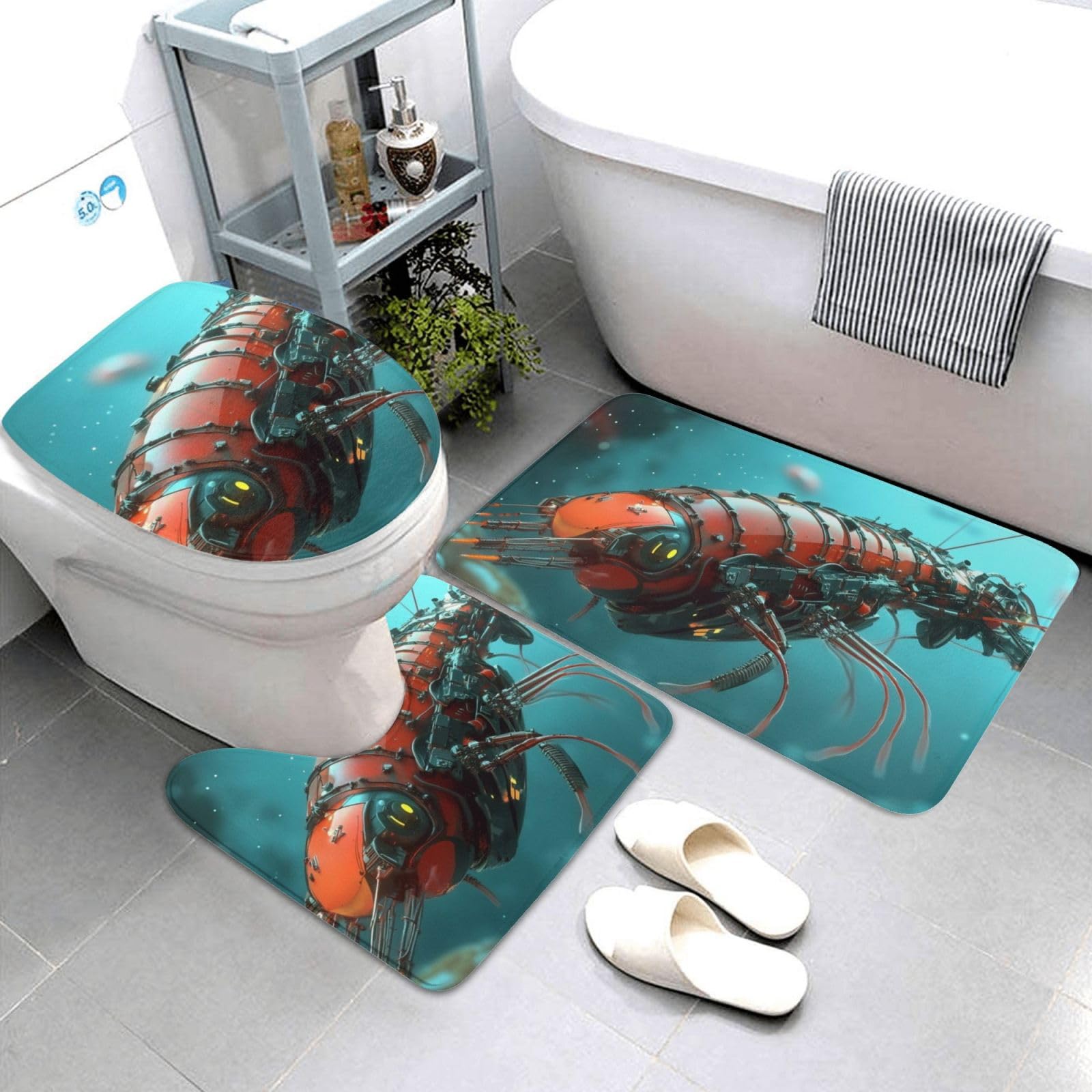 Juego de alfombras mecánicas de 3 piezas, alfombras de baño de espuma viscoelástica suave y absorbente y alfombra de inodoro en forma de U, decoración del hogar, secado rápido